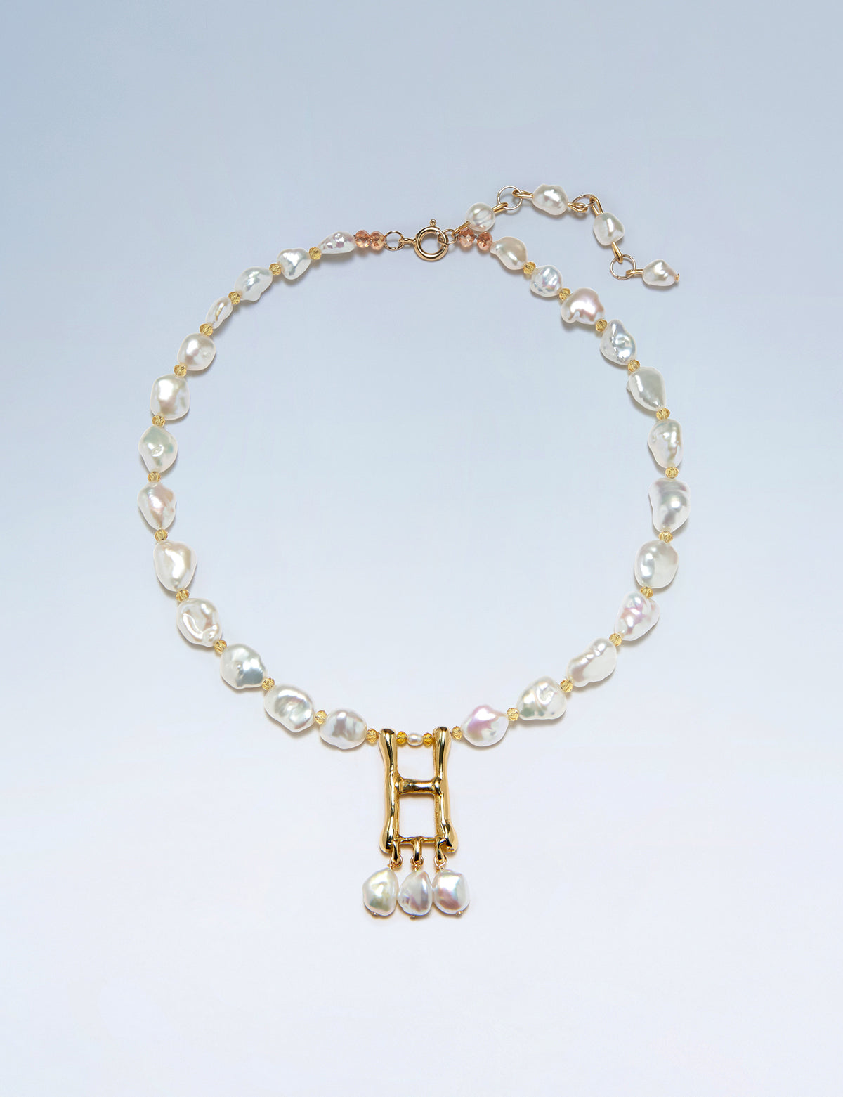 Anne Boleyn letter H initial necklace with freshwater pearls
