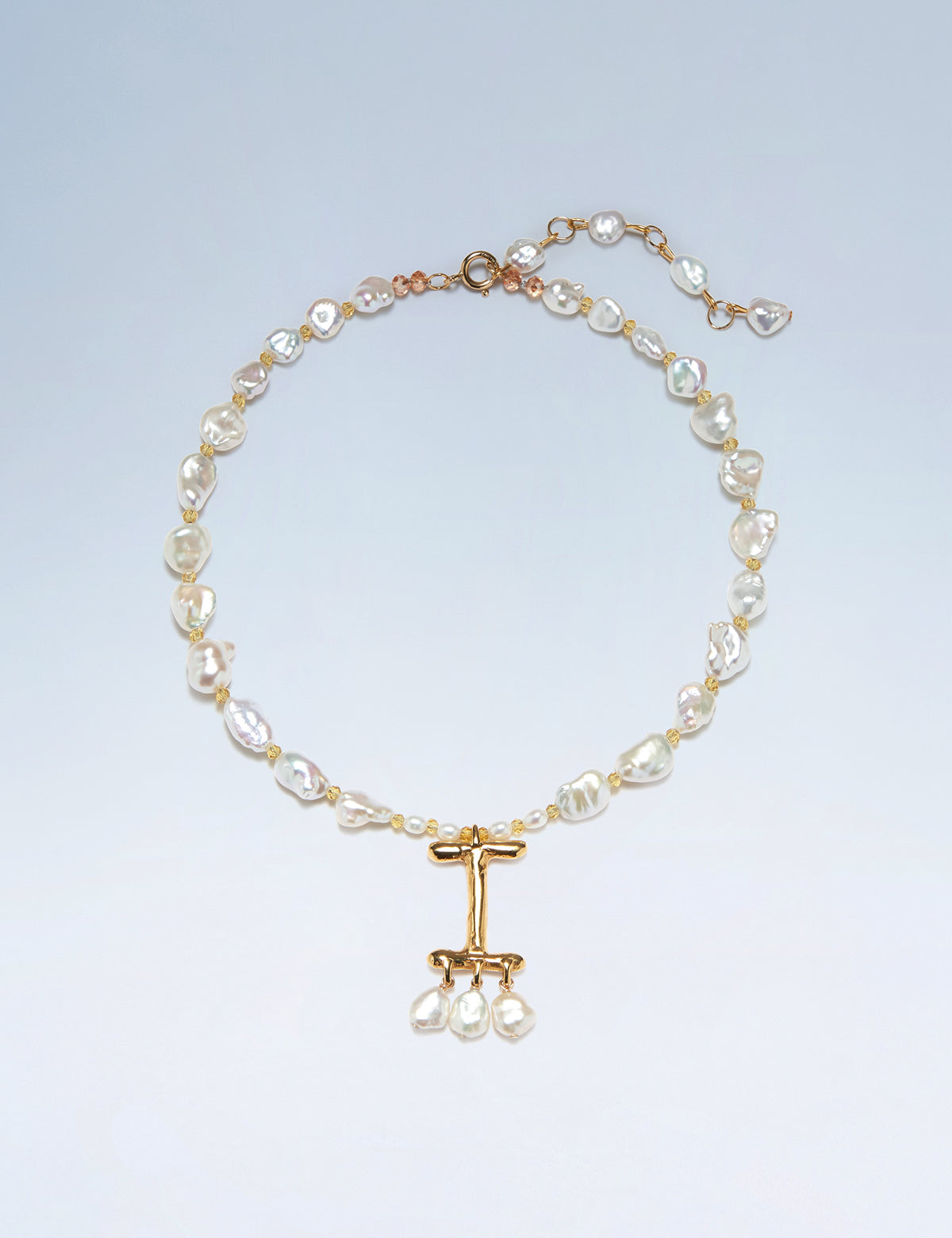 Anne Boleyn letter I initial necklace with freshwater pearls