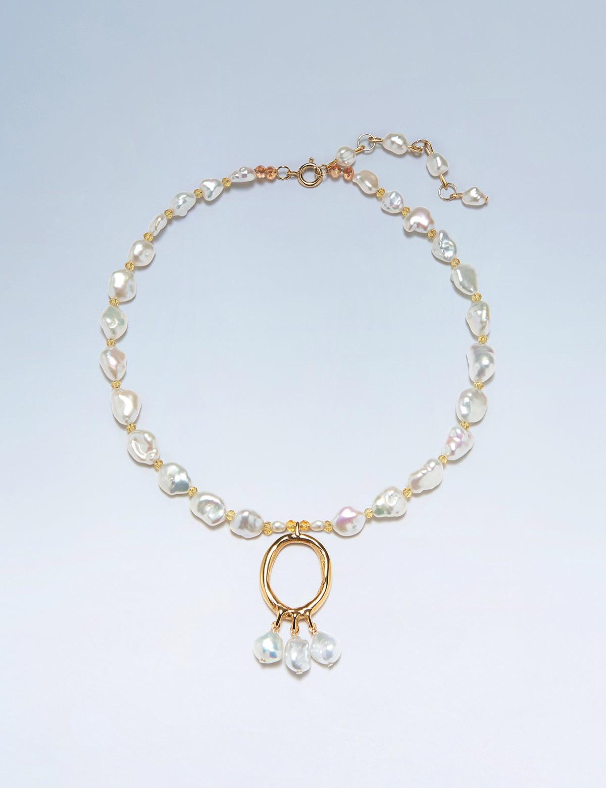 Anne Boleyn letter O initial necklace with freshwater pearls