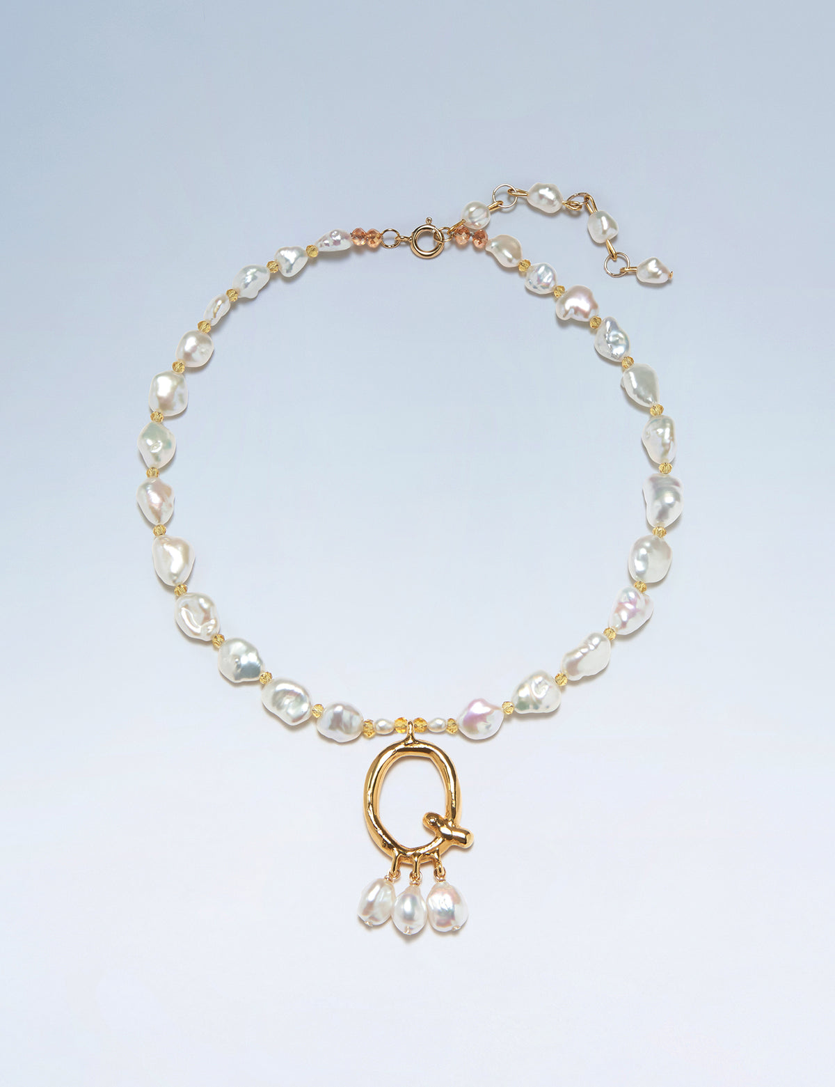 Anne Boleyn letter Q initial necklace with freshwater pearls
