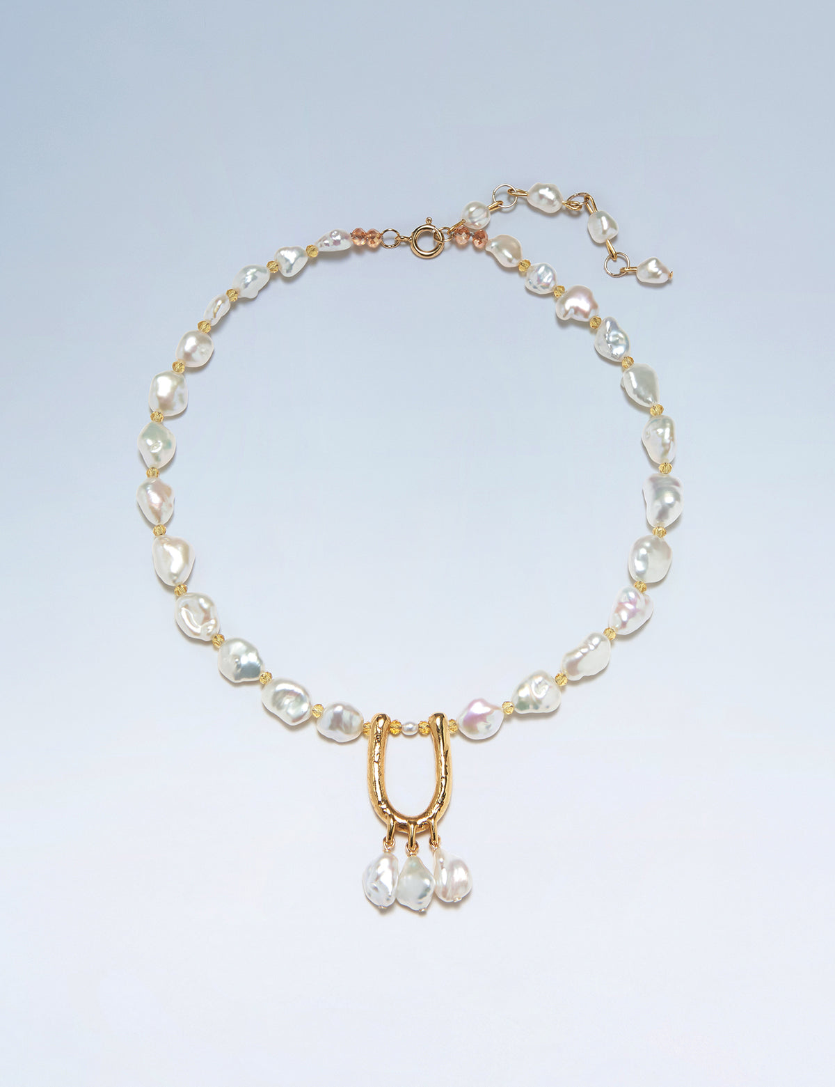 Anne Boleyn letter U initial necklace with freshwater pearls