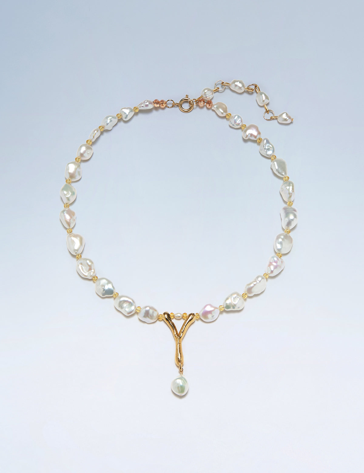 Anne Boleyn letter Y initial necklace with freshwater pearls