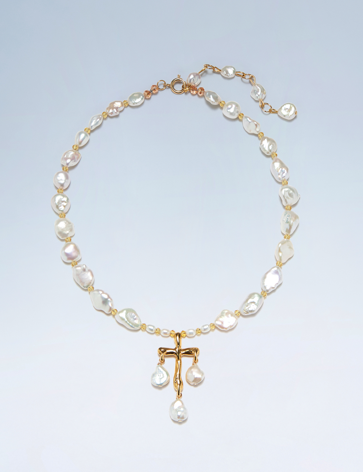 Anne Boleyn-inspired cross pendant necklace with freshwater pearls