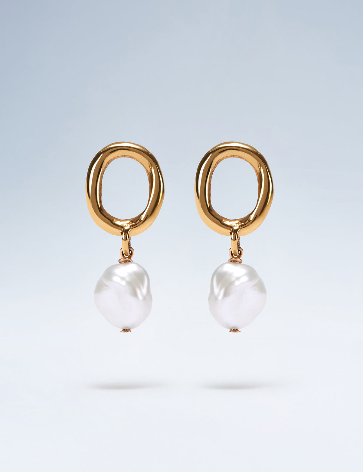Anne Boleyn letter O gold vermeil earrings with freshwater pearl drops