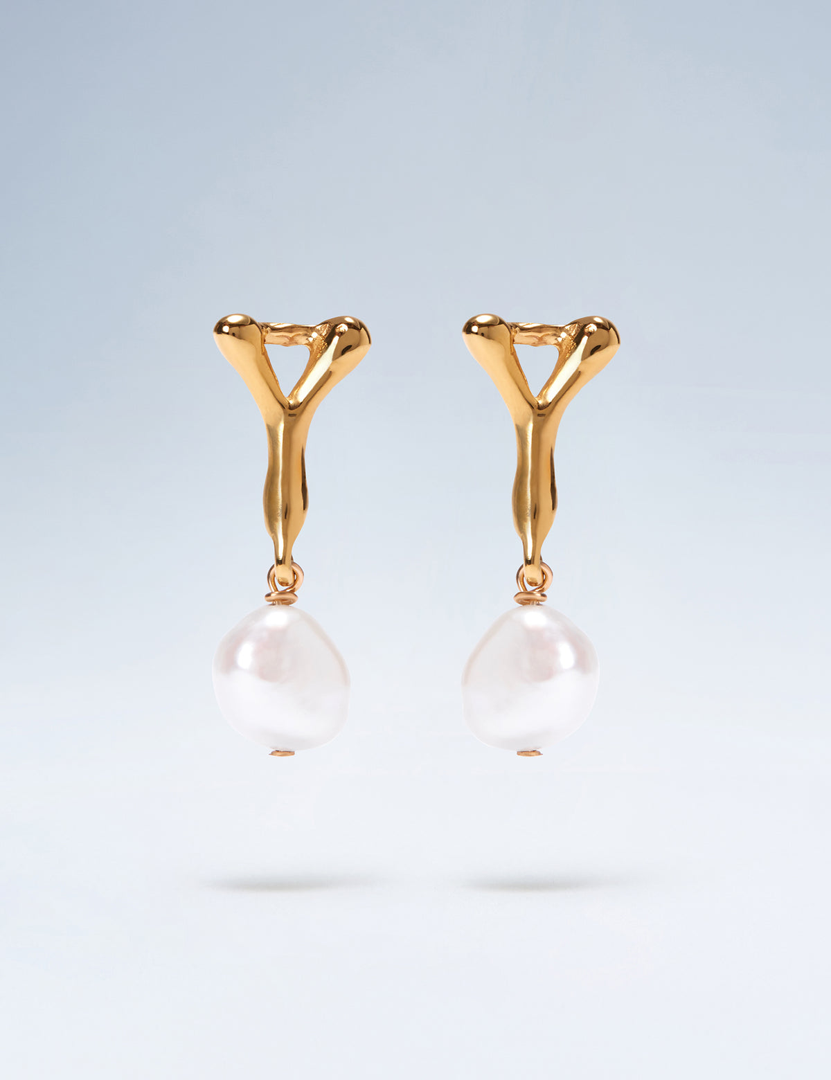 Anne Boleyn letter Y gold vermeil earrings with freshwater pearl drops