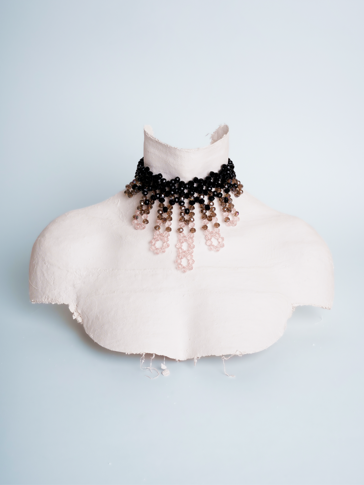Drip beaded choker with freshwater keshi pearls