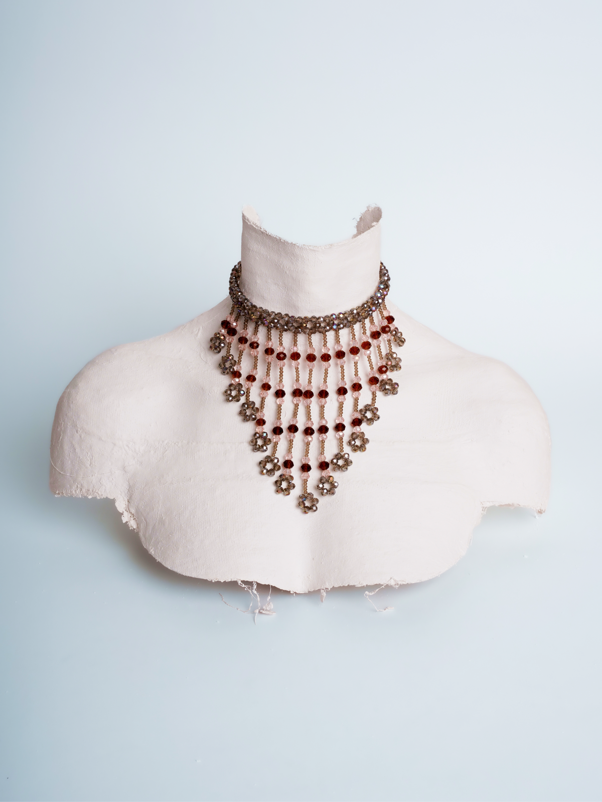 Tentacoli multi-strand choker in glass beads and freshwater pearls
