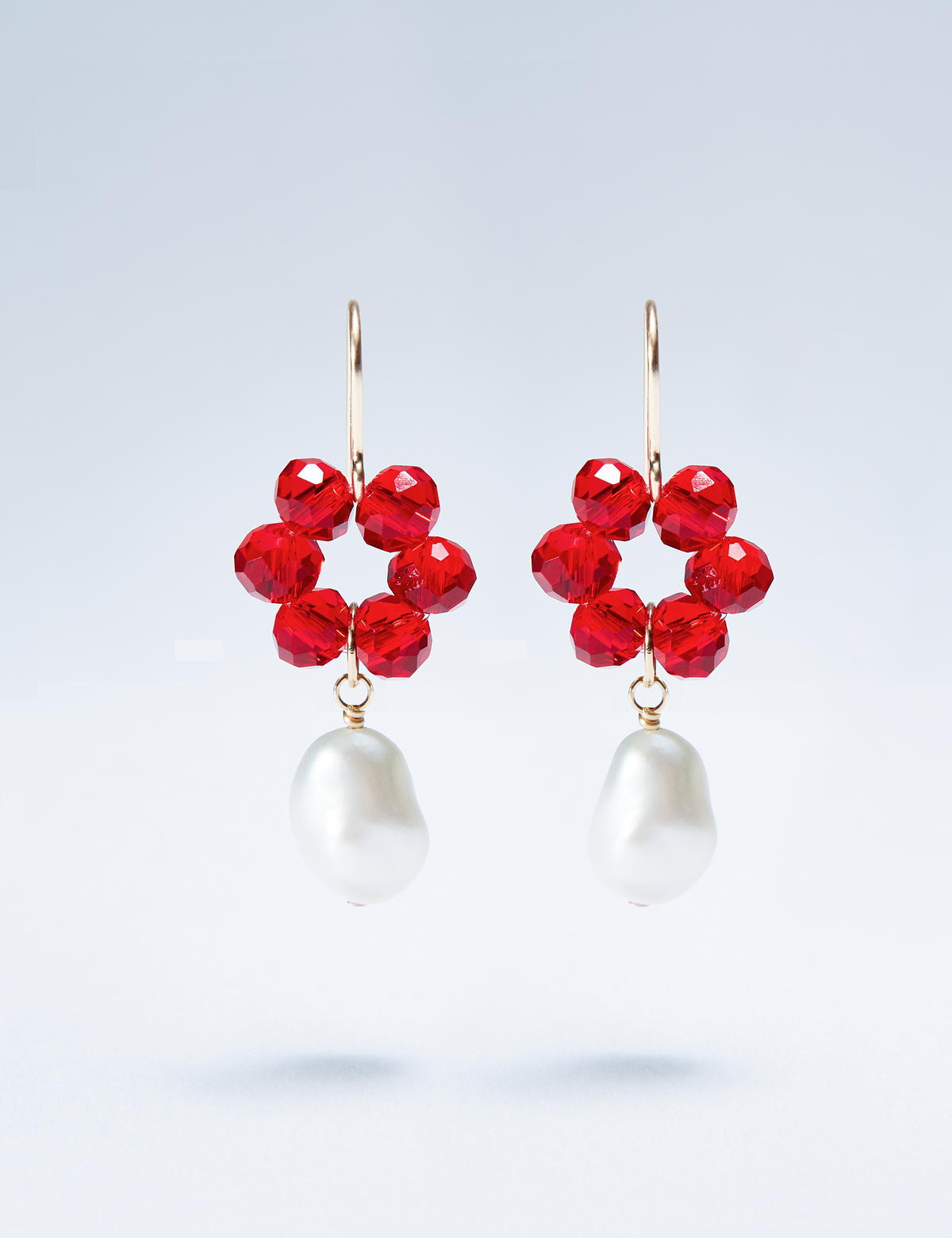 La Perla beaded earrings with freshwater pearl drops, shown in several colours