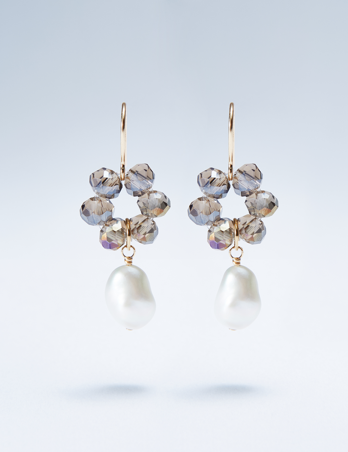 La Perla beaded earrings with freshwater pearl drops, shown in several colours