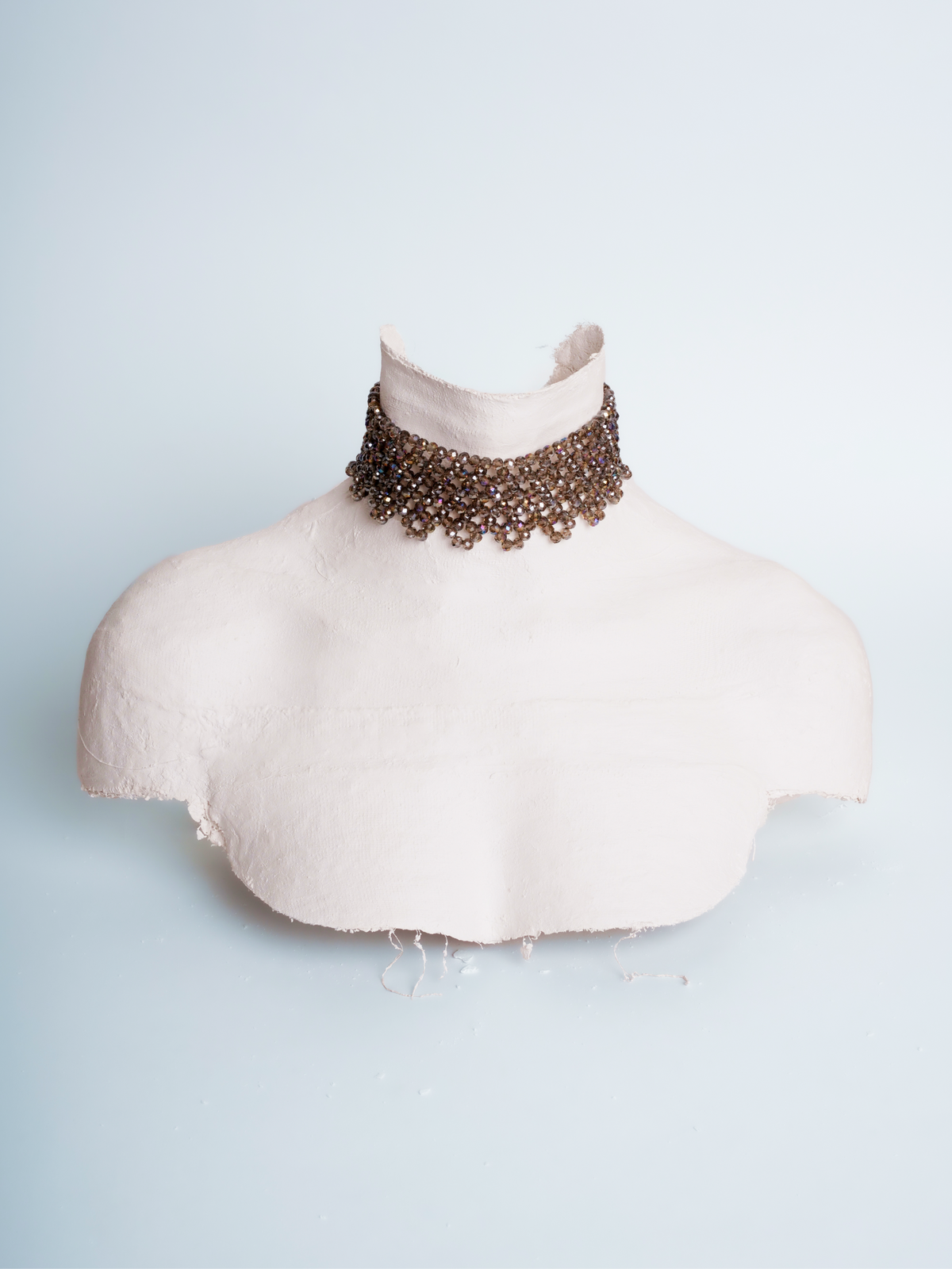Queen Salina statement beaded choker in silver glass beads