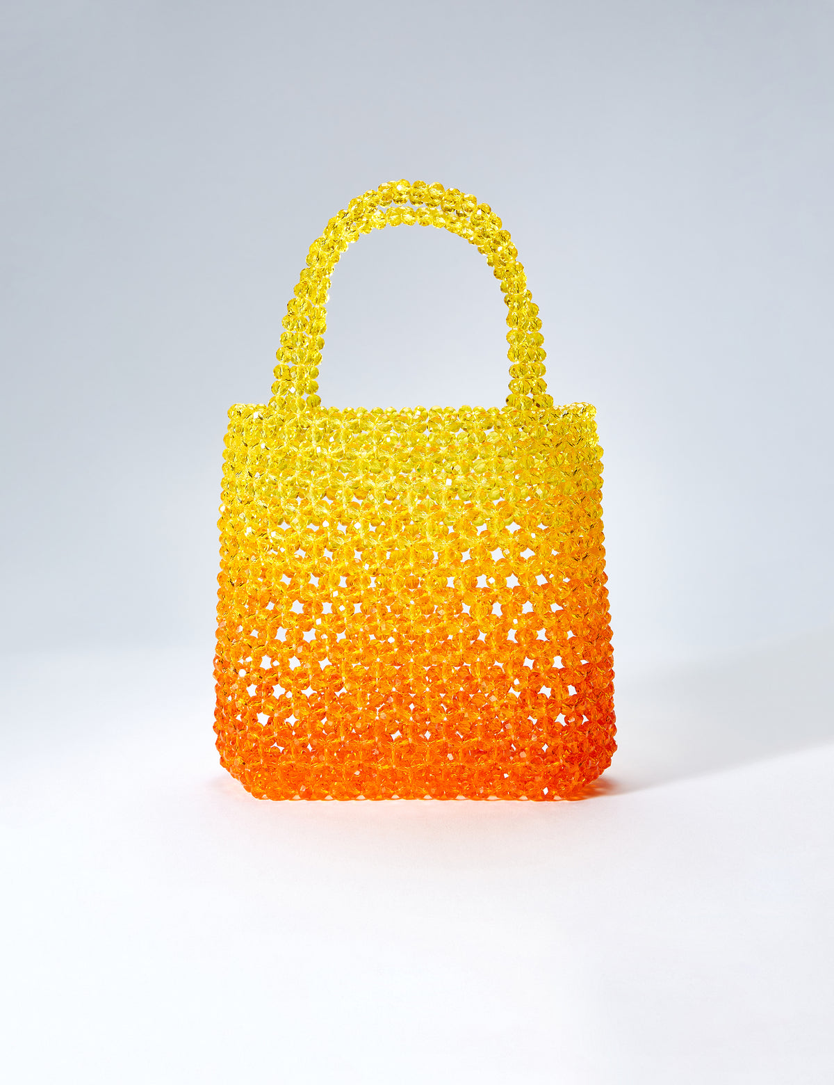 Tequila Sunrise beaded handbag in orange and yellow glass beads