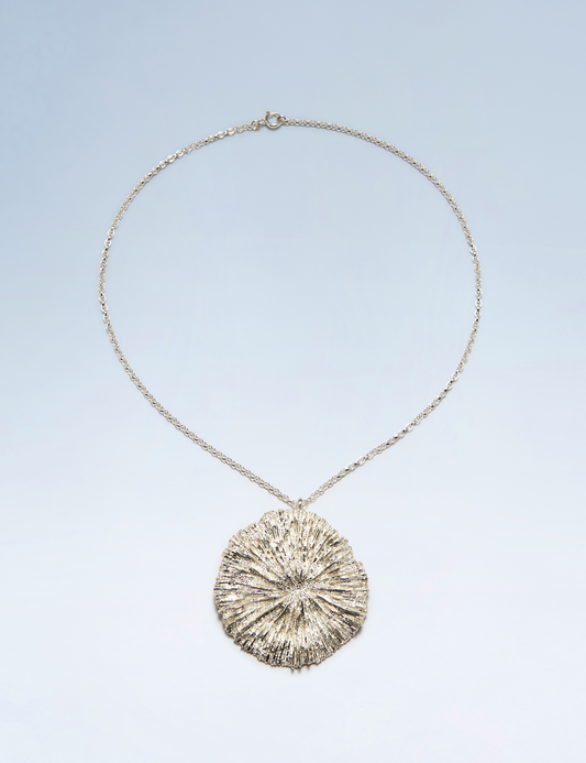 Silver Mushroom Coral Necklace