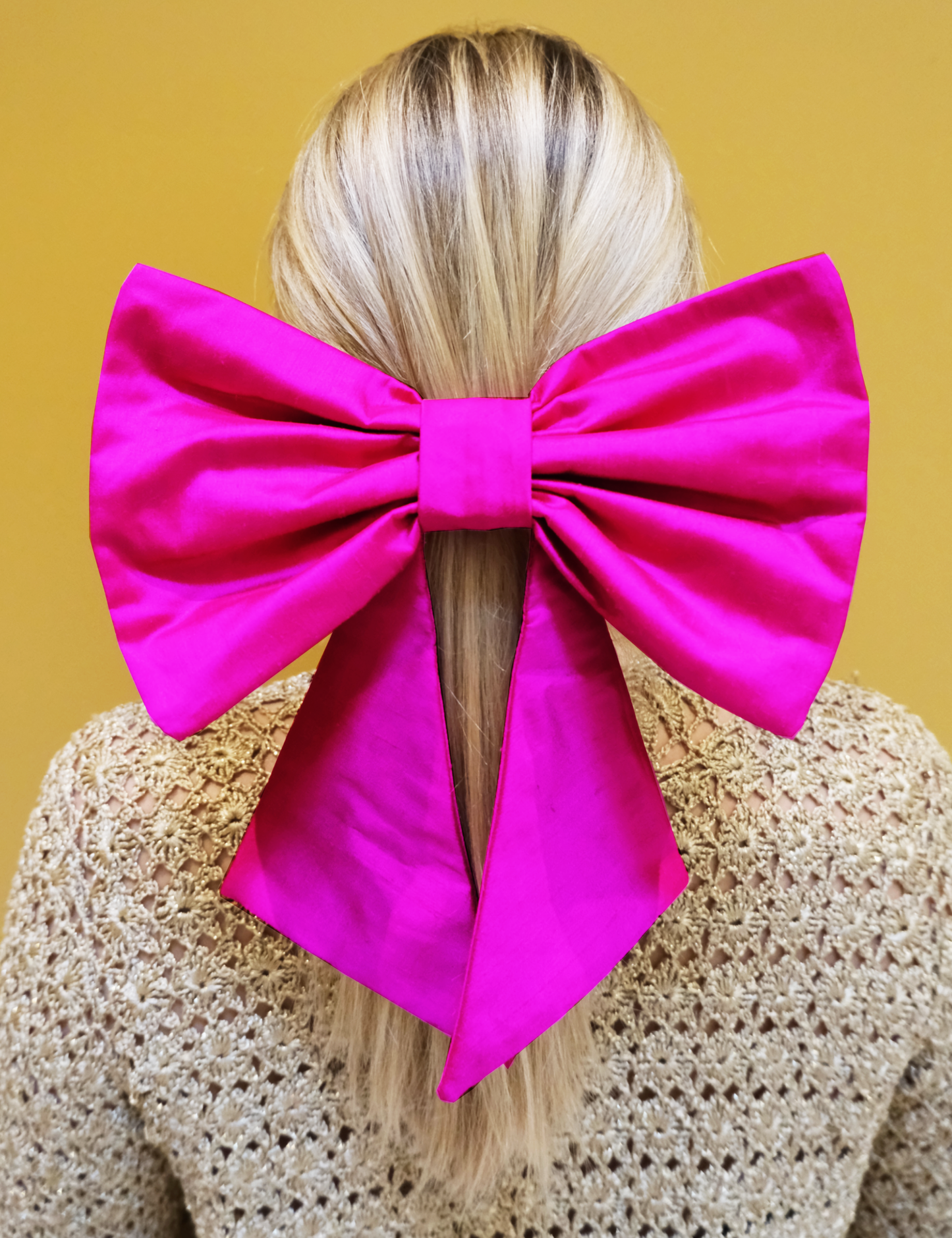Pussy Cat Bow ~ Hot Pink Silk